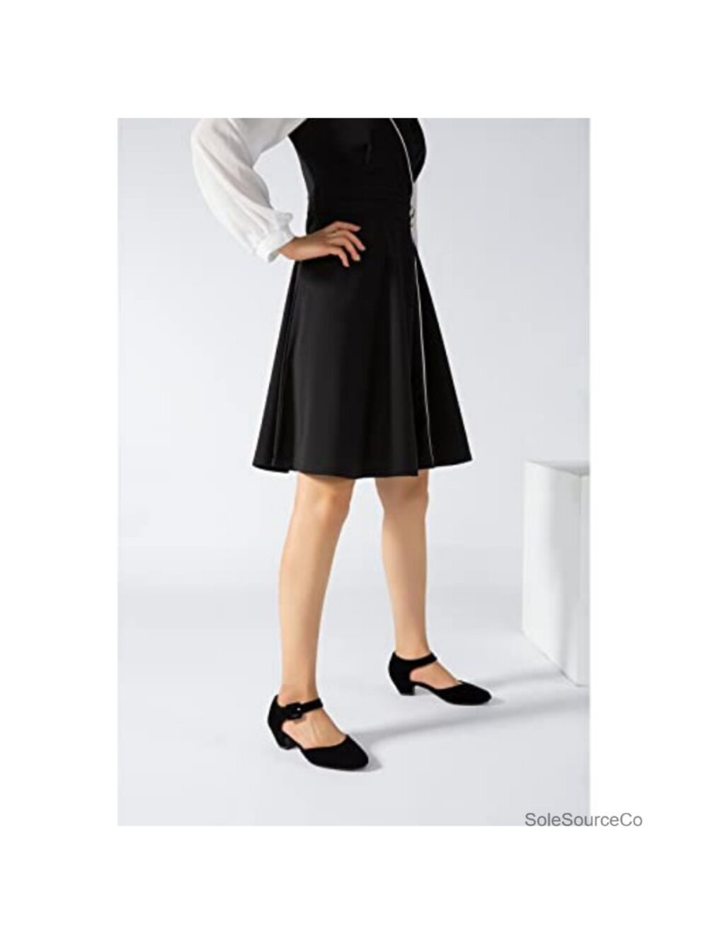 Women's Ankle Strap Block Heels Closed Toe Pumps Formal Dress Shoes - Picture 4 of 6